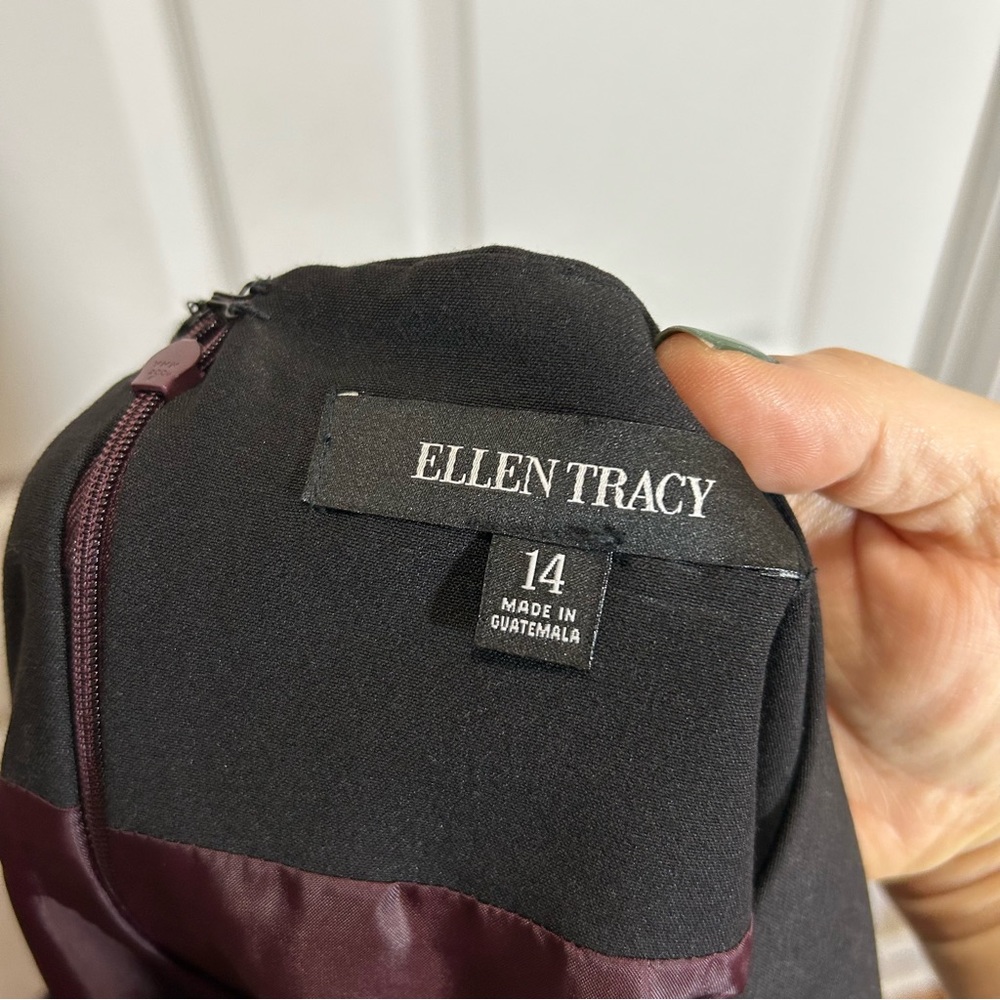Ellen Tracy Maroon Black Waistband Skirt Size 14 - Picture 7 of 9